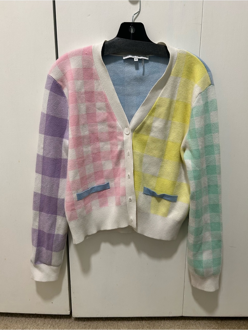 English Factory -  Gingham colorful V-Neck Cardigan Sweater